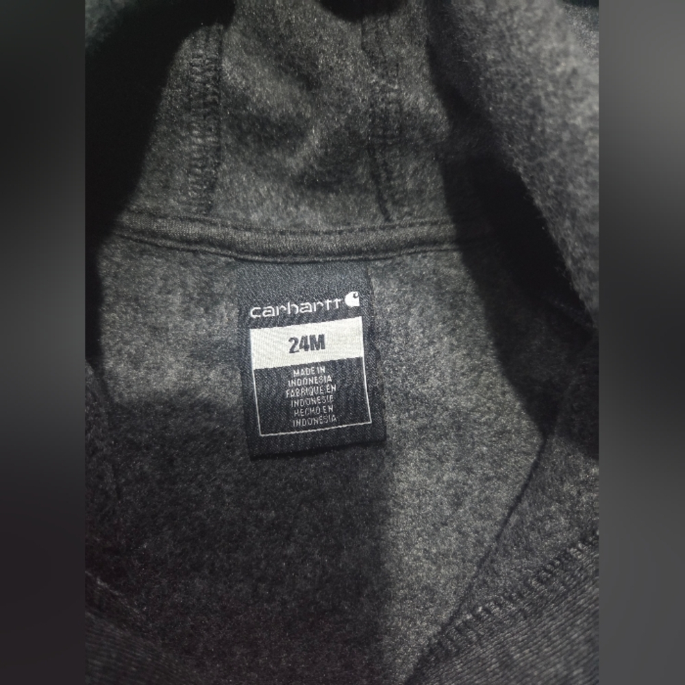 Carhartt Baby 24M Hooded Zip Up Romper Gray Logo Sleeve One Piece - Picture 3 of 11